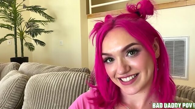 An awesome dick-riding session with a pink-haired hottie Gracie Gates