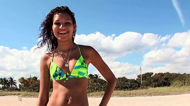 Lewd brunette ashley storm jerks big cock outdoor