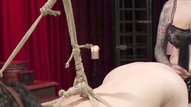 Dominant Mistress canes and fucks man