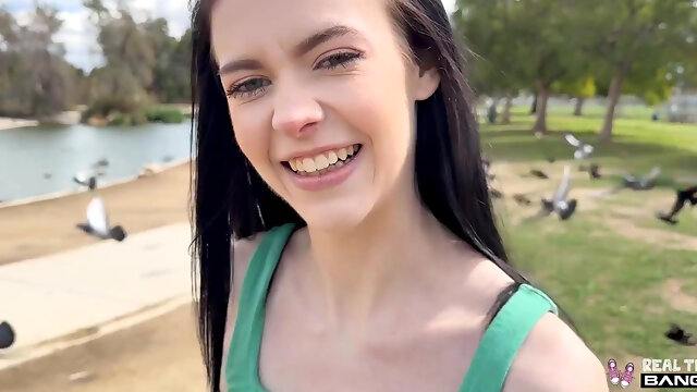 Slim Brunette Impresses with Her Tight Grip and Passionate POV Ride