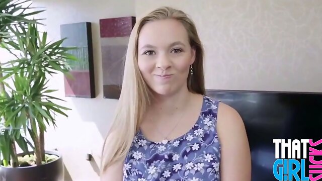 Cute young Tiffany Kohl blowing a Big Cock