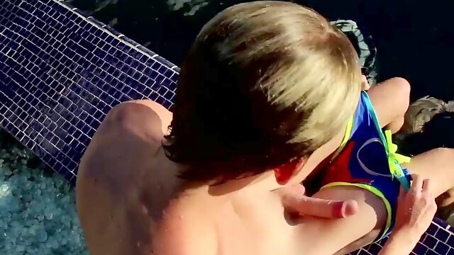 BoyObsession.com - Tyler Thayers poolside trouser snake stroking for your viewing sensation