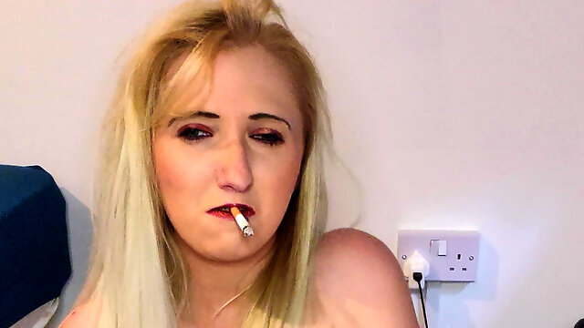 Blonde Goddess Calls Out Another Guys Name While Smoking