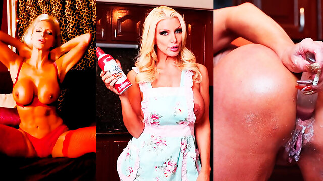 Dirty Blonde Goddess Brittany Andrews Rubs Her Pussy and Tits with Cream!
