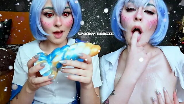 Rei Ayanami Found Her Christmas Gift under C Christmas Tree - Cosplay Bad Dra...