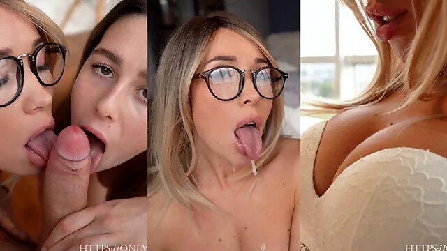 Sensual Threesome with Blond Stepmom and Stepsister! They Share My Cum 4k