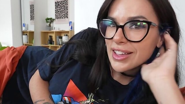 18 Big Tits, Home Threesome, Glasses Teen