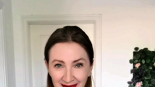 Red Stockings and Sexy Lingerie on Huge Mature Tits