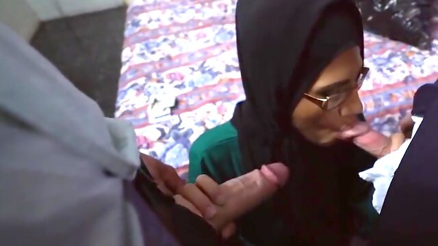 Arab Lady Paid To Suck 2 Rich White Guys