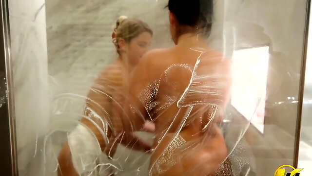 Busty and Hair Pussy Sofia Wetting My Dress and We Get Huge Orgasms in the Shower Video 10:25 Minutes