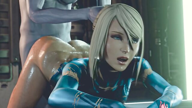 Samus Aran takes a big alien cock in her pussy