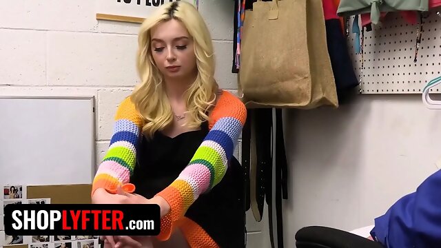 Small blond teenie thief fucked doggy-style by mall guard - shoplyfter