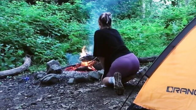 Real Sex in the Forest. Fucked a Tourist in a Tent