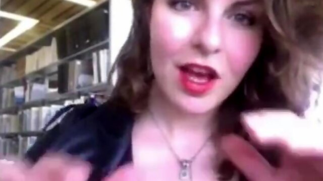 Horny busty milf camgirl massive tits camshow in public library