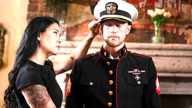 Stepson cheers up sad Asian wife stepmom