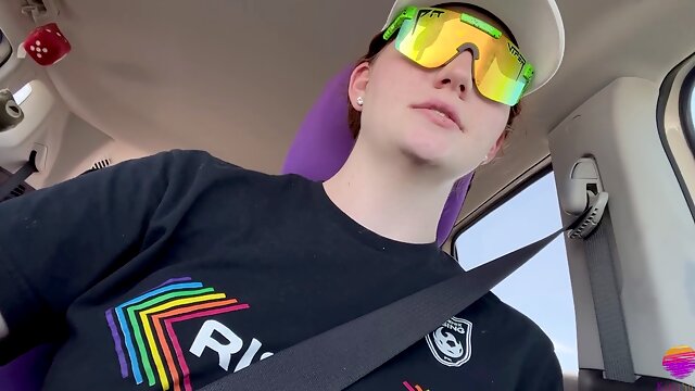 Shemale Solo Cum, Car Masturbation, Big Cock, Amateur