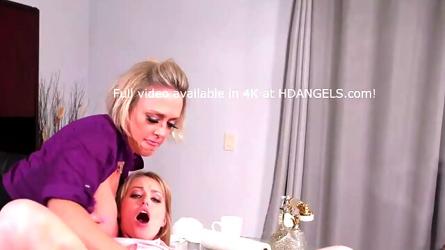 Cleaning chick and the mature chief having sex in the office - Scarlett Sage and Dee Williams
