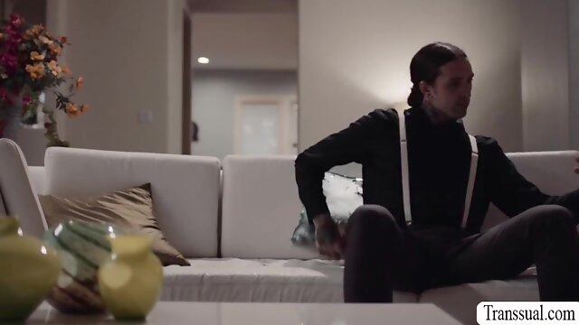 Inked stud slurps and bum-fucked his ultra-kinky transgender princess domina