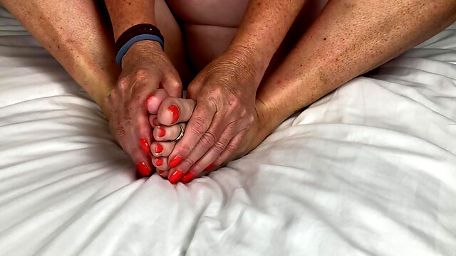 Mrs Mature Feet Really Needing Someone to Massage and Oil Her Feet.