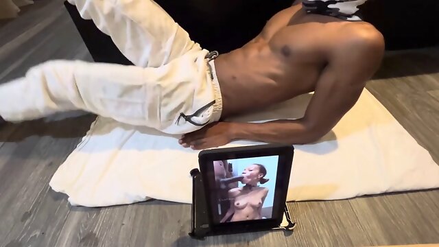 A workout focusing on hip flexors featuring big black cock