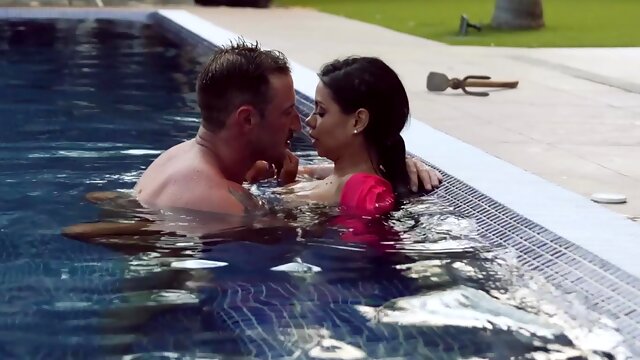 Canela Skin pleasures her cocky lover by the pool