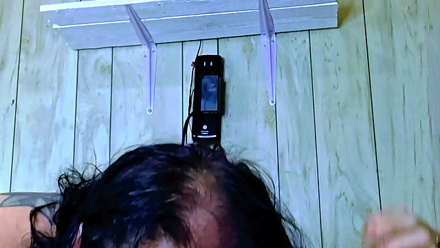 Hes a Satisfied Man with His Cock in Her Hand