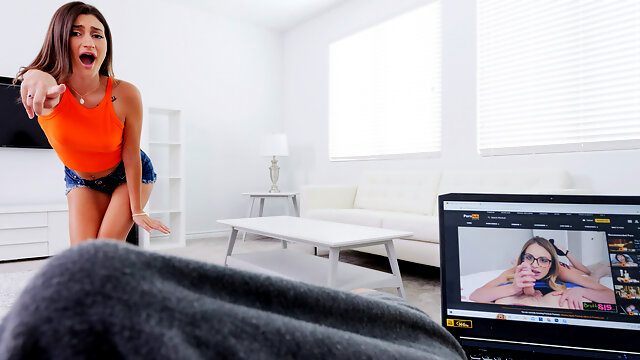 Stepsister catches stepbro watching xozilla porn movies