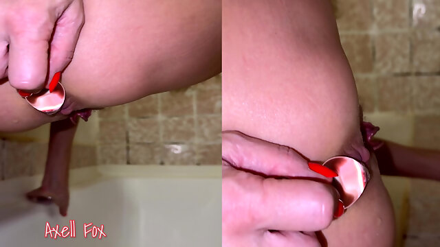 Sperm Drain 6. Blonde Lets Cum Out of Her Ass in Portion. Shower Solo!