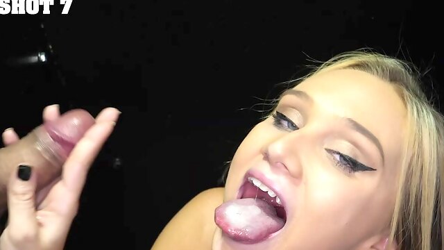 Gwen Vicious gets a load on her face through a glory hole