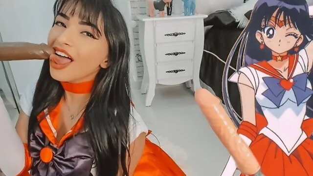 Asmr - Sailor Mars Blowjob Making Two Guys Cum in My Mouth - Creampie