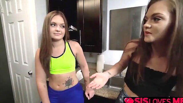 Sami White and Joey White take stepbros cock deep in their pussies as they orgasm on his rod