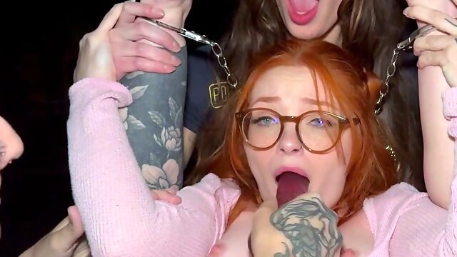 Brunette and Redhead Lesbians Enjoy Outdoor Bondage and