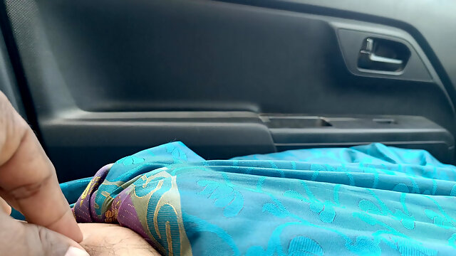 Couple, Indienne, Voiture, Publique