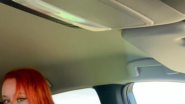 Horny Masturbation in Rented Car Outside!