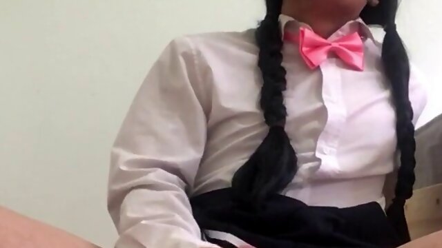 Crossdresser Solo, Handjob