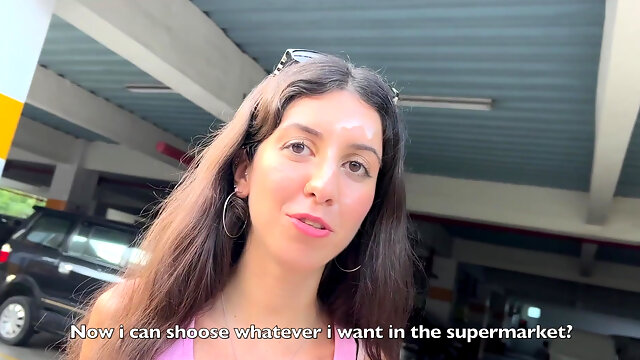 Cumwalk in Public Supermarket - Facial Fetish Outdoor Blowjob