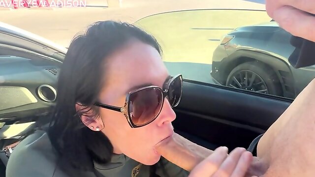 Amateur cum queen Averye Madison shows off her skills with public blowjobs in Las Vegas