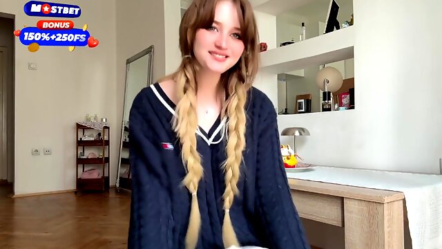 Soft Cute Girl Continue Rubbing Her Virgin Pussy. So Shy