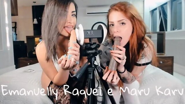 Asmr 3dio Blowjob Emanuelly Raquel and Marukarv Brazilian Girls Oral Bbc