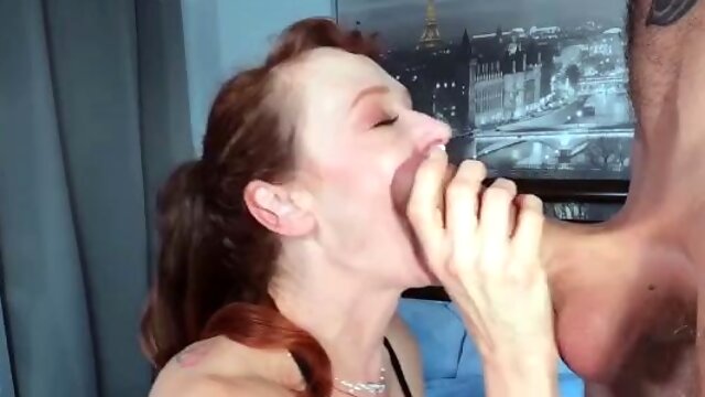 Brunette MILF sucks and fucks a big cock