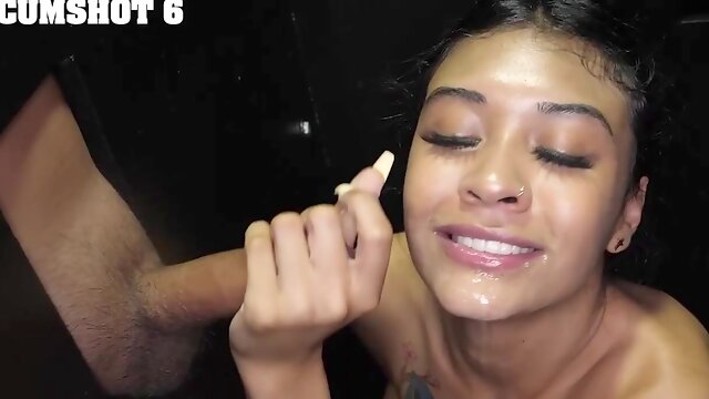 Reina Heart caught a big black cock through a gloryhole, facialised.