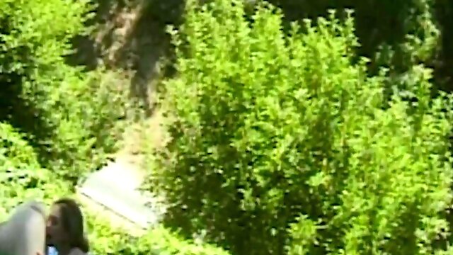 Blonde Brunette Katrina Leonne and Delilah Trinity have a wild outdoor lesbian garden session