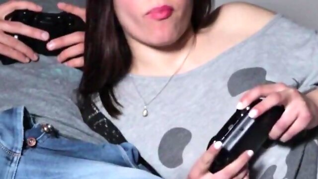 My Friends Girlfriend Sucks My Cock POV-style to Win Me In FIFA (Anal)