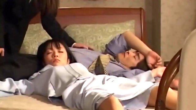 Kaede Matsushima pounds her teen friends friend with her big tits and ass