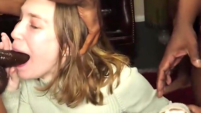 GangbangCreampie - Super Hot Platinum-Blonde Stunner Interviewed , Fellating Rods And Ass Fucking Creampied