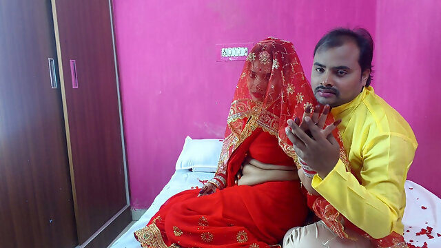 Newly Married Indian First Night Sex and Romance Video, Boobs Press Removal Saree Blouse