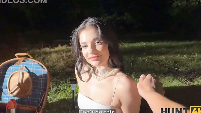 Hunt4k. hot czech teenie chloe heart leaped on a huge hunter’s cock outdoors in front of her boyfriend