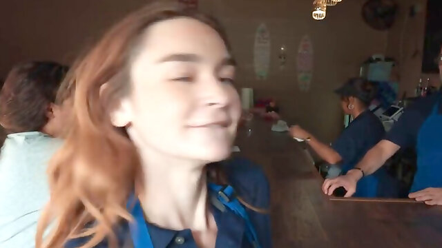 Nasty horny ginger deepthroats and orgasms on riding fat cock