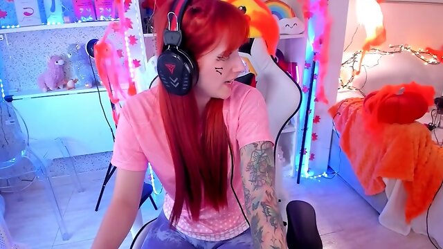 Hot redhead gamer Sabrina_great cant contain her excitement