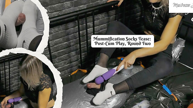 Post-cum Mummification: Socks Tease and Frustration, Round 2 - Mistress Julia